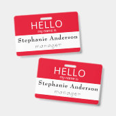 Badge de titre HELLO personnalisé Mon Nom Est (Avant & arrière)