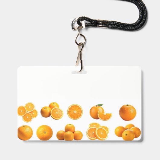Badge de vendeur d'oranges (Avant avec lanière)