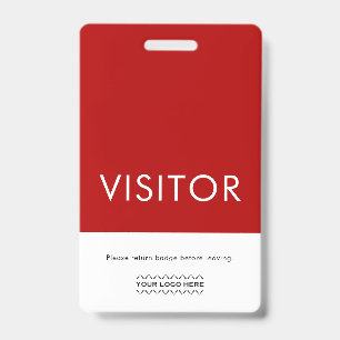 Badge de visiteur avec logo personnalisé Rouge