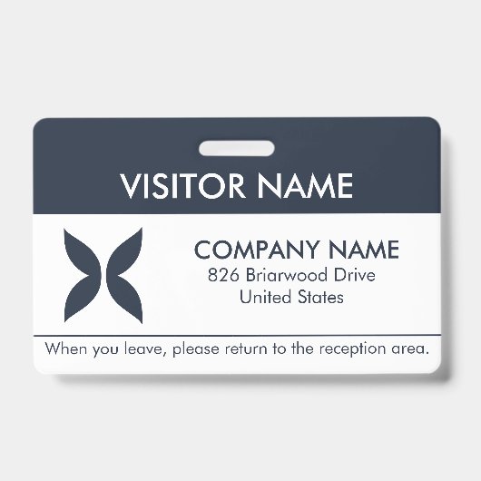 Badge de visiteur avec un logo simple (Avant)