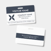 Badge de visiteur avec un logo simple (Avant & arrière)