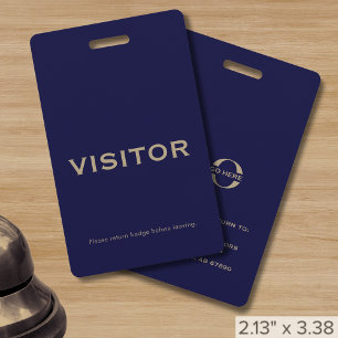 Badge de visiteur bleu marine Logo d'entreprise