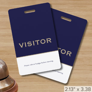 Badge de visiteur bleu marine simple
