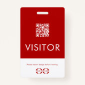 Badge de visiteur de code QR rouge personnalisé av (Dos)