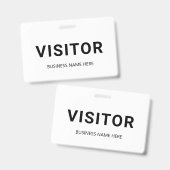Badge de visiteur d'entreprise noir et blanc (Avant & arrière)