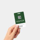Badge de visiteur vert personnalisé avec code QR (Manuel / portable)