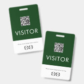 Badge de visiteur vert personnalisé avec code QR (Avant & arrière)