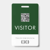 Badge de visiteur vert personnalisé avec code QR (Arrière)