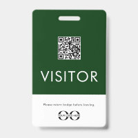 Badge de visiteur vert personnalisé avec code QR