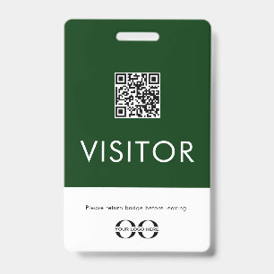 Badge de visiteur vert personnalisé avec code QR
