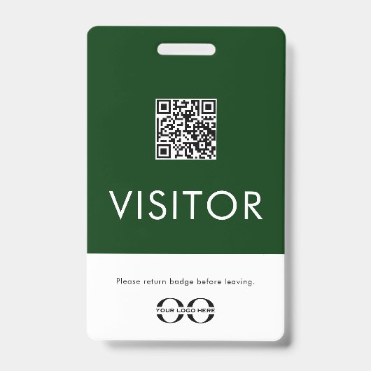 Badge de visiteur vert personnalisé avec code QR (Avant)