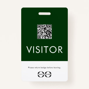 Badge de visiteur vert personnalisé avec code QR