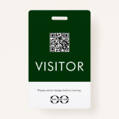 Badge de visiteur vert personnalisé avec code QR (Dos)
