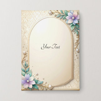 Badge Decorative Floral Frame with Pearls Button