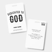 BADGE DÉDIÉ À DIEU NOIR PERSONNALISABLE COOL TEXTE (Avant & arrière)