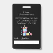 Badge d'éducateur avec photo ID verticale noire (Arrière)