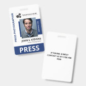 Badge Deep Blue Photo & Logo ID de presse (Avant & arrière)