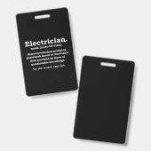 Badge Définition d'électricien drôle Cadeau de remise de (Avant & arrière)