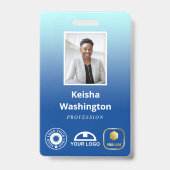 Badge Dégradé bleu Ajouter 3 logos ID employé (Avant)