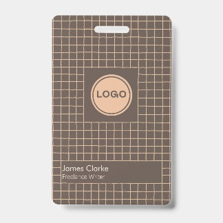 Badge Delicy Brown Creamy À damiers Motif avec logo