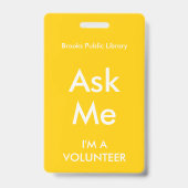 Badge Demander Moi Jaune pour les Bénévoles (Arrière)