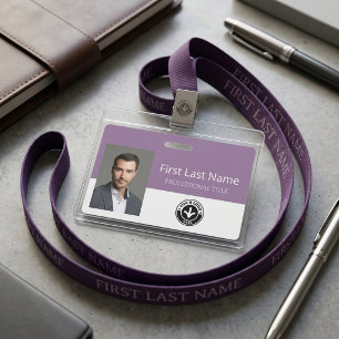 Badge d'employé de logo photo moderne lavande blan