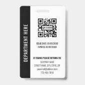 Badge d'employé de photo d'identité professionnell (Arrière)
