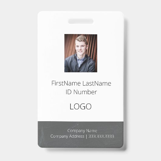 Badge d'employé de tableau noir avec code-barres (Avant)