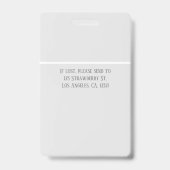 Badge d'employé d'hôpital minimaliste gris profess (Arrière)