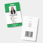 Badge d'employé d'identification de sécurité - Ver (Avant & arrière)