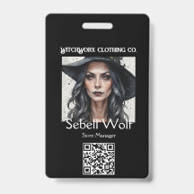 Badge d'employé gothique noir Pentacle