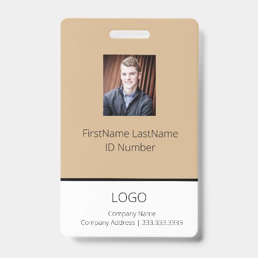 Badge d'employé marron avec code-barres (Avant)