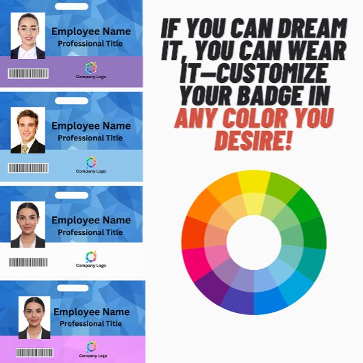 Badge d'employé personnalisé avec photo, code-barr