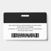 Badge d'employé personnalisé Code à barres Logo (Arrière)