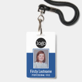 Badge d'employé - Photo, Code QR, Logo, Nom Badge (Avant avec lanière)