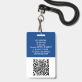 Badge d'employé - Photo, Code QR, Logo, Nom Badge (Arrière avec lanière)