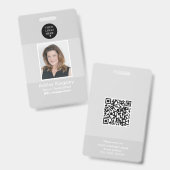 Badge d'employé photo gris Code-barres d'entrepris (Avant & arrière)