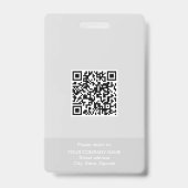 Badge d'employé photo gris Code-barres d'entrepris (Arrière)