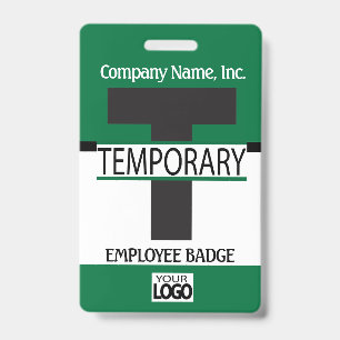 Badge d'employé temporaire avec votre logo - Vert