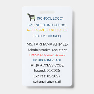 Badge d'enseignant ID d'assistant – Personnel de