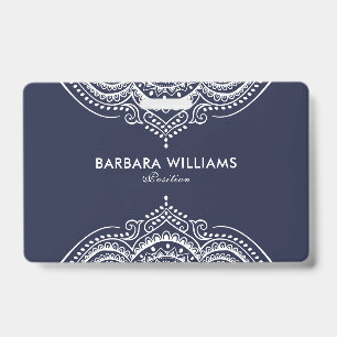 Badge Dentelle blanche et bleue minimaliste