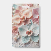 Badge Dentelle de monogramme fleurs d'orchidée rose past (Arrière)