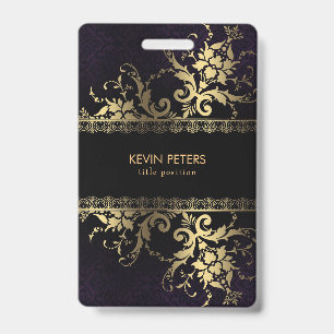 Badge Dentelle Et Fleurs D'or