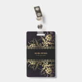 Badge Dentelle Et Fleurs D'Or (Dos avec clip)