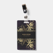 Badge Dentelle Et Fleurs D'Or (Face avec clip)