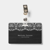 Badge Dentelle Fleurie Blanche (Arrière avec clip)