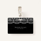 Badge Dentelle florale blanche (Dos avec clip)