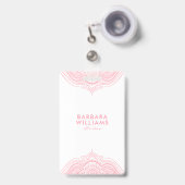 Badge Dentelle Ornée Rose Fille (Face avec clip rétractable)