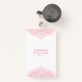 Badge Dentelle Ornée Rose Fille (Front with Retractable)