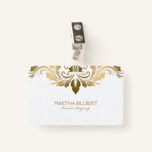 Badge Dentelle Tourbillonnant or (Devant avec clip)